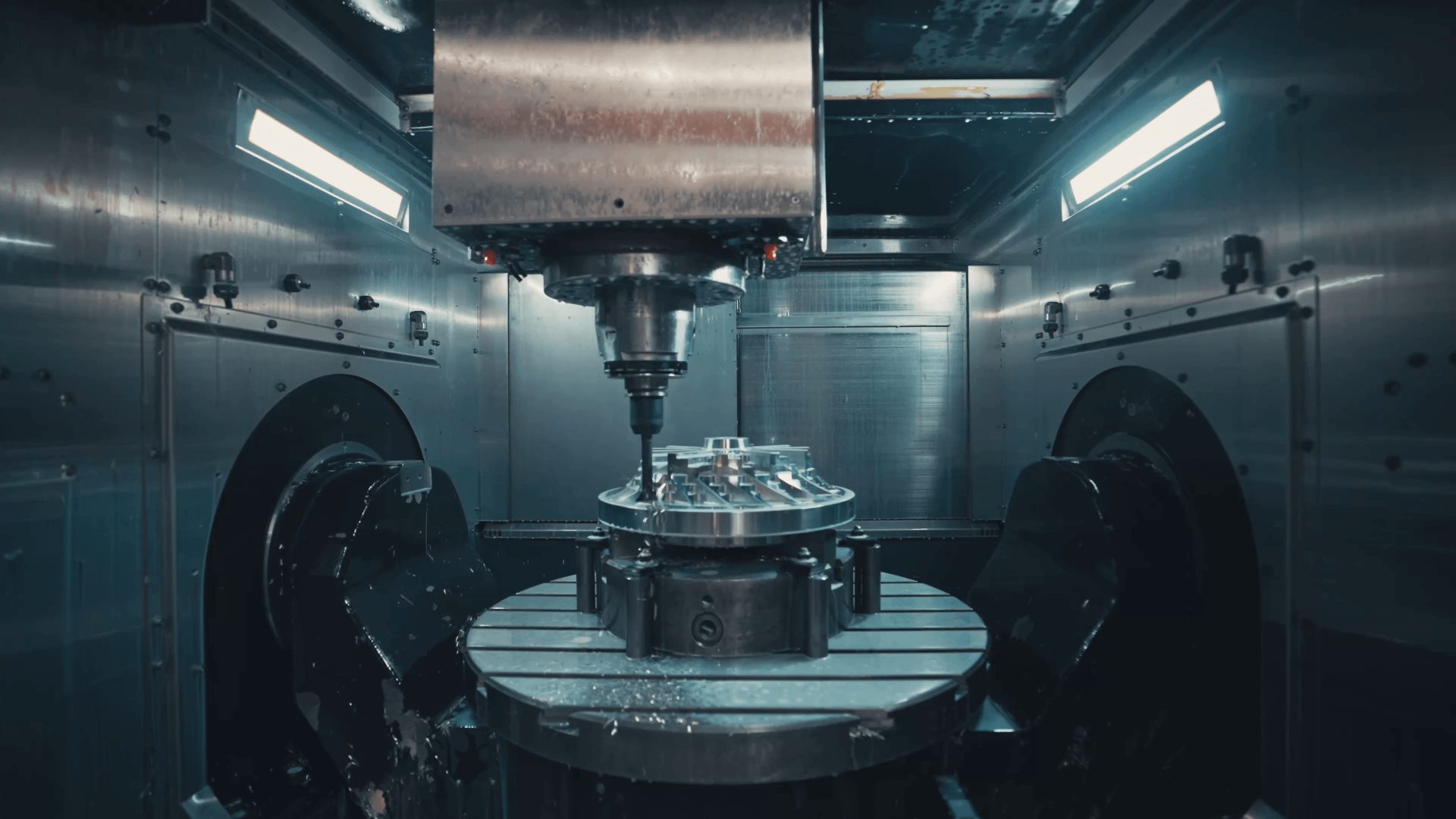 CNC machining of turbomachinery spare parts in workshop