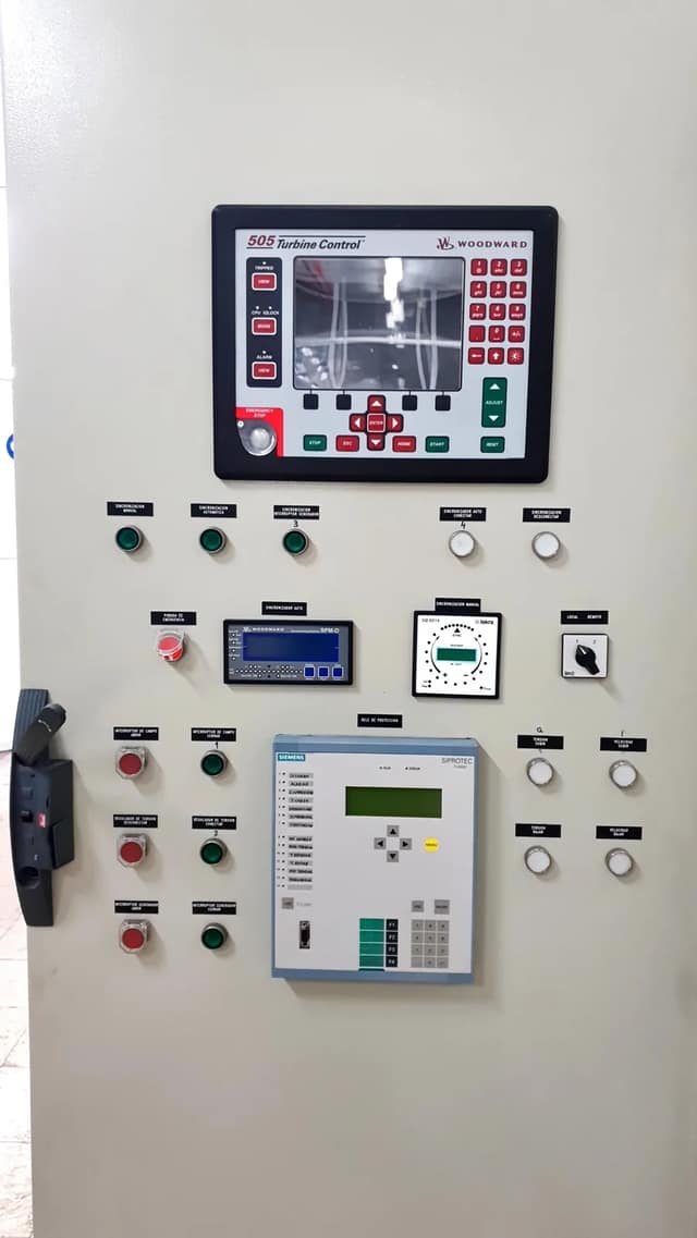 Woodward 505 turbine control panel installed on the Brown Boveri DGSS turbine