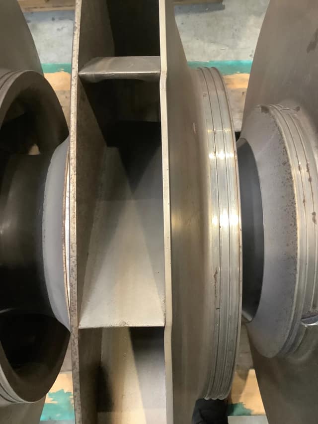 Impeller damage found during inspection of the multi-stage rotor