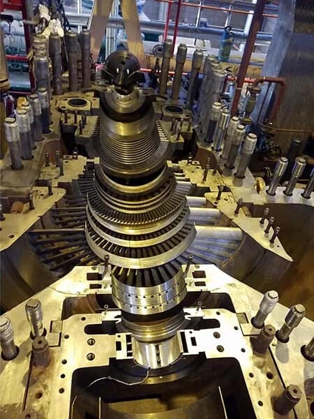 ABB VE 36 A rotor lifted vertically for inspection