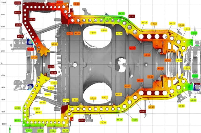 Combined split line clearance between upper and lower casing from the three dimensional scan