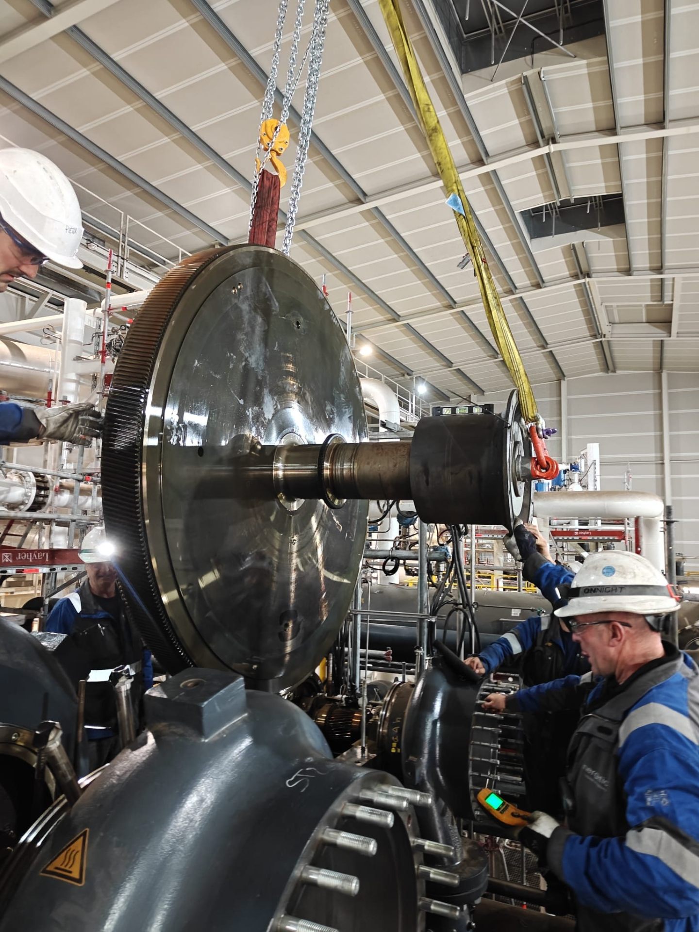 Compressor rotor and impeller being prepared for balancing