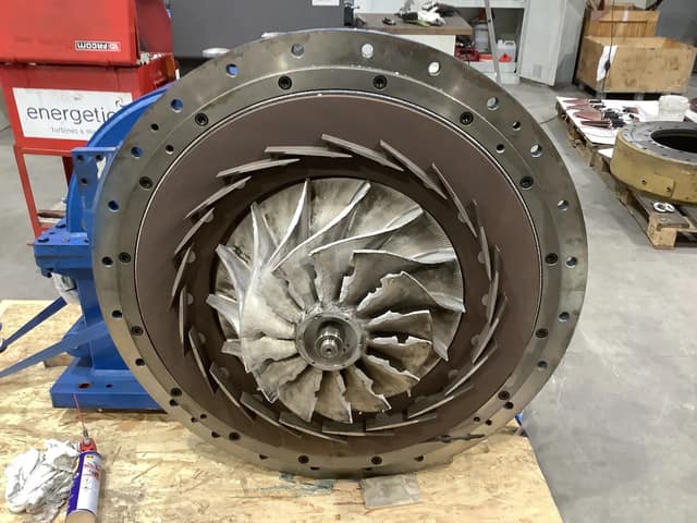 Newly manufactured GX-420 impeller mounted inside the blower casing after reassembly