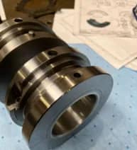 Reverse-engineered lemon-profile babbitt bearing halves for the Sulzer 2RC vacuum blower