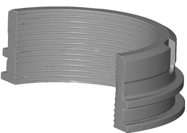 3D scan of the original stuffing box captured for reverse engineering of the ABB AEG Kanis G20