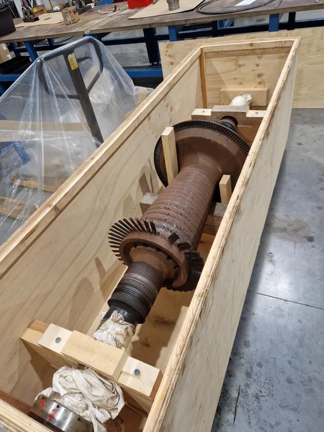 Damaged Brown Boveri DGSS rotor on arrival in the workshop