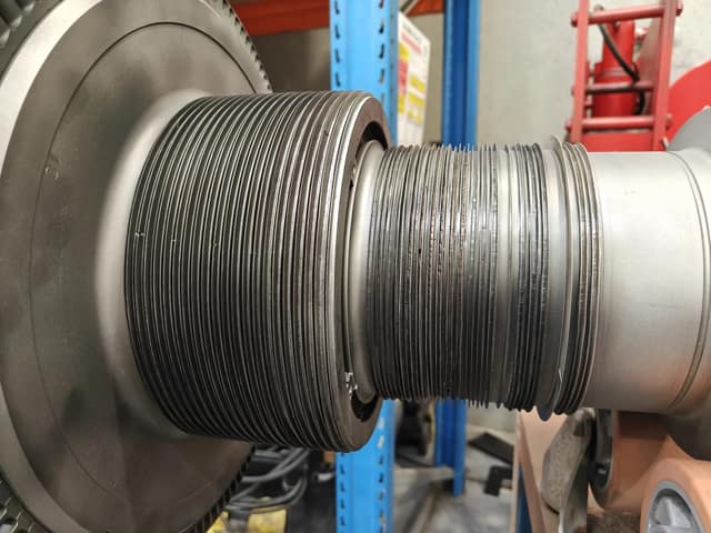 Balance piston and shaft labyrinth seal strips after cleaning