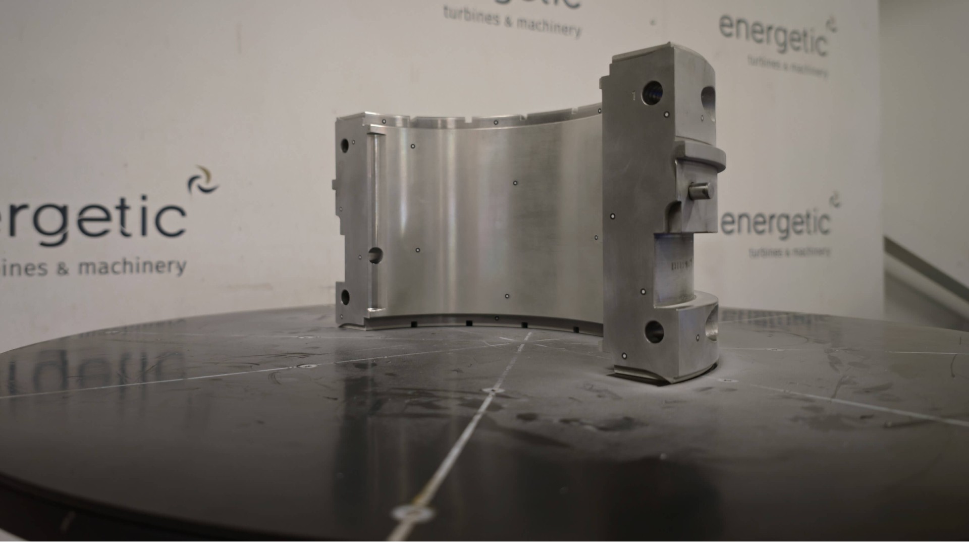 Bearing component on the CNC machine during in-house manufacturing