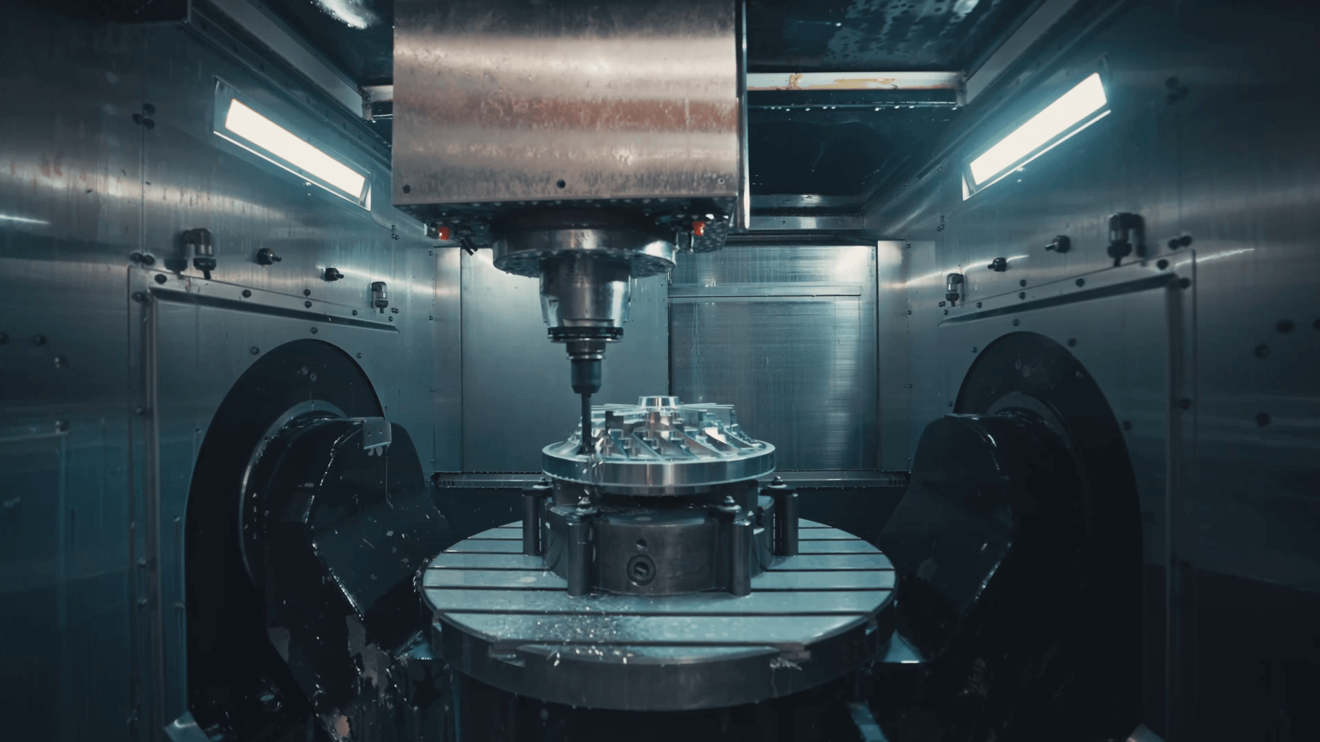 CNC machining of turbomachinery spare parts in workshop