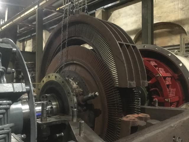Ljungström LJ 160 counter-rotating radial rotor exposed after opening the steam expansion casing